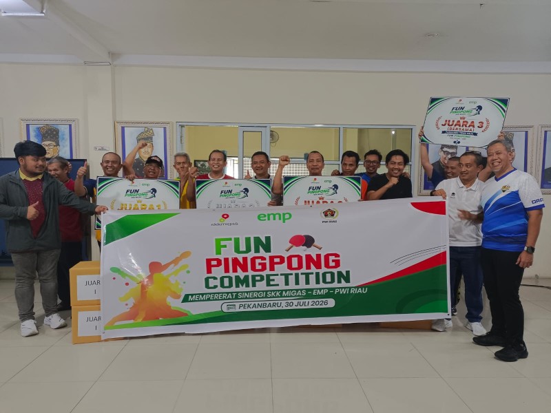 Meriah dan Sportif, Laga Persahabatan Tenis Meja PWI Riau Pererat Hubungan dengan Mitra