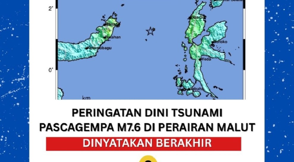 BMKG Akhiri Peringatan Dini Tsunami di Maluku Utara