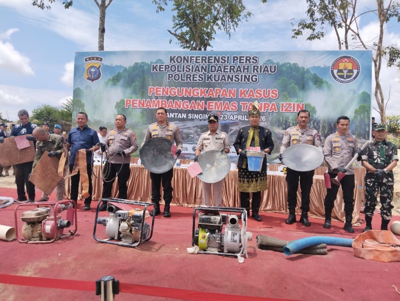 Polda Riau Tindak Tegas PETI, 54 Tersangka Diamankan dan Ribuan Rakit Dimusnahkan