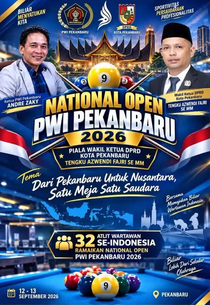 Wartawan Adu Jago di Meja Biliar, 32 Peserta Ramaikan National Open PWI Pekanbaru 2026