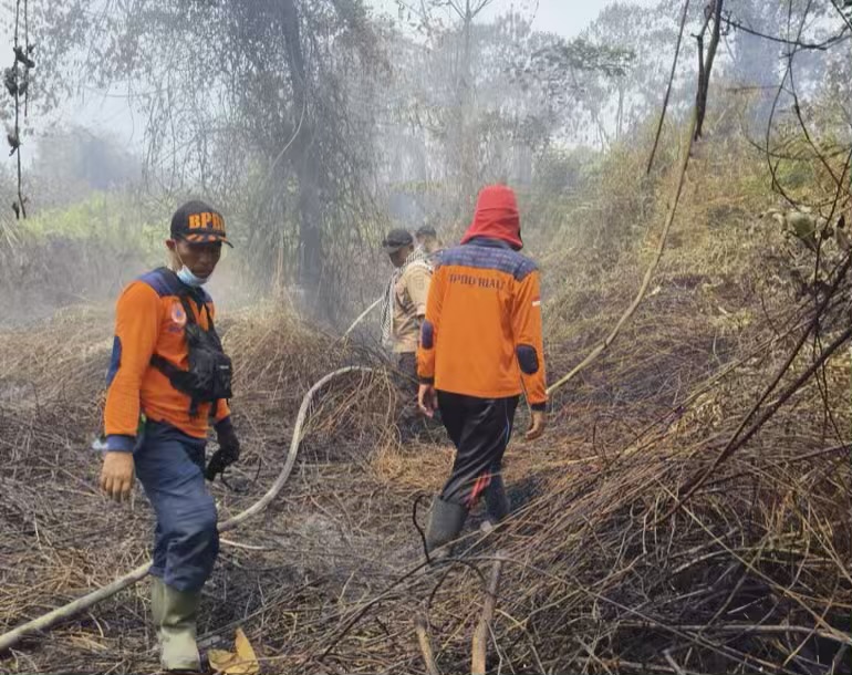 Karhutla 10 Hektare di Tembilahan Mulai Terkendali, Tim Gabungan Fokus Pendinginan
