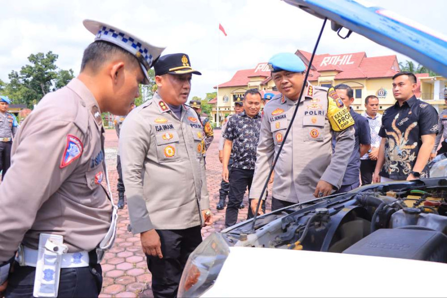 Bersama Kabid Propam Polda Riau, Kapolres Rohil Cek Sarpras Kesiapan Pengamanan Pilkada 2024