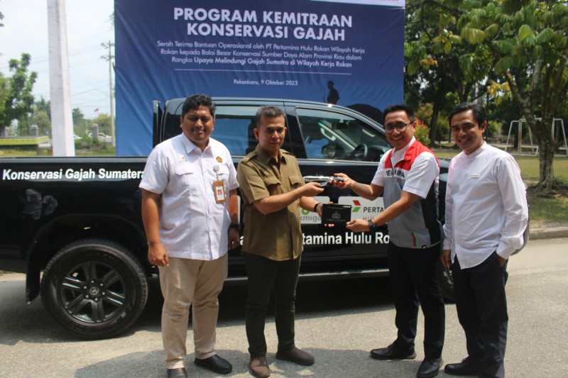 Komitmen Dukung Konservasi Gajah Sumatra, PHR Serahkan Bantuan Kendaraan Operasional ke BBKSDA Riau