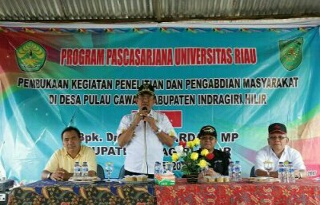 Bupati Inhil Buka Kegiatan Penelitian Dan Pengabdian Masyarakat Universitas Riau Di Desa Pulau Cawan