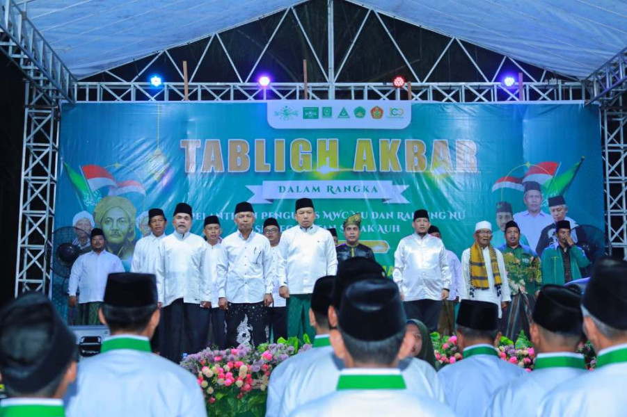 Hadiri Tabligh Akbar dan Pelantikan Pengurus MWC NU Kecamatan, Wabup Husni: NU di Kecamatan Sabak Auh Maju Berkembang