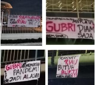 Sejumlah Spanduk Ketidakpuasan Terhadap Kerja Gubri Bertebaran di Kota Pekanbaru