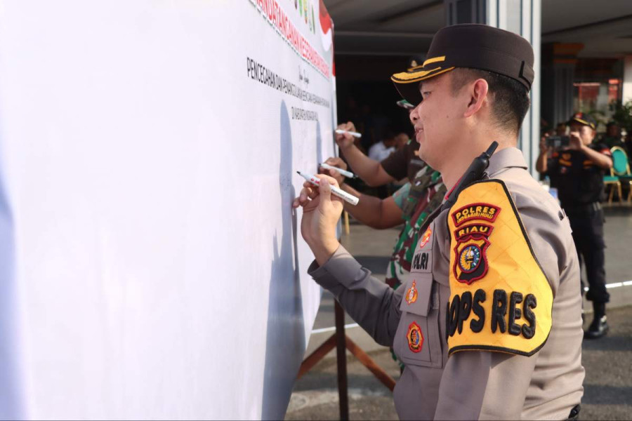 Pemkab Inhu Bersama Polres, dan Stakeholder Tanda Tangani Deklarasi Pencegahan Karhutla