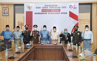 Bupati Siak Bersama Forkopimda Ikuti Upacara Hari Lahir Pancasila Secara Virtual