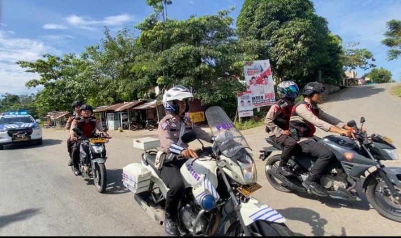 Hari Pelantikan Presiden Terpilih, Polres Rohul Show Off Force Ciptakan Situasi Kondusif
