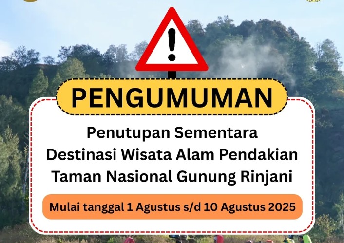 Pendakian Gunung Rinjani Ditutup, Pendaki Diminta Jadwal Ulang