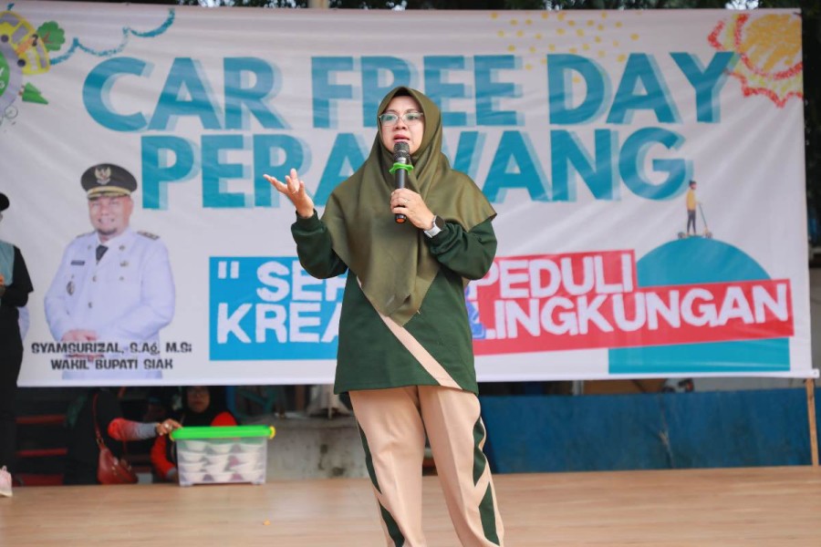 Dihadiri Bupati Afni, Ribuan Masyarakat Padati CFD Perdana Kecamatan Tualang Siak