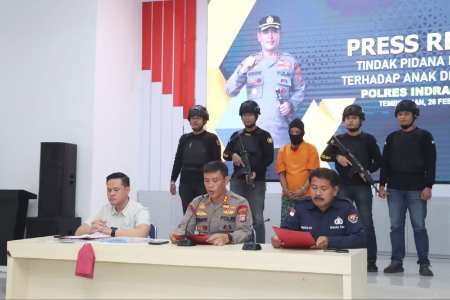 Sempat Viral di Medsos, Polres Inhil Gelar Press Conference Kasus Kekerasan Anak di Bawah Umur