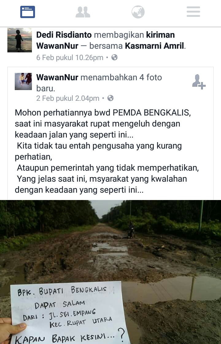 Bupati Diundang Via Medsos Tinjau Jalan Di Rupat Utara