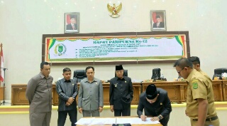 Melalui Paripurna ke 12, DPRD dan Pemkab Inhil Sahkan APBD 2018