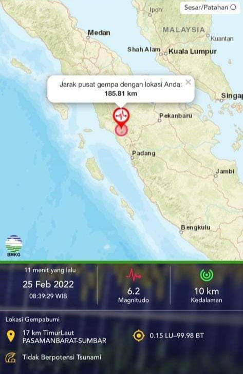 Masuk Dalam Zona Sesar Aktif, Potensi Gempa Berenergi Besar Bayang-bayangi Sumbar 