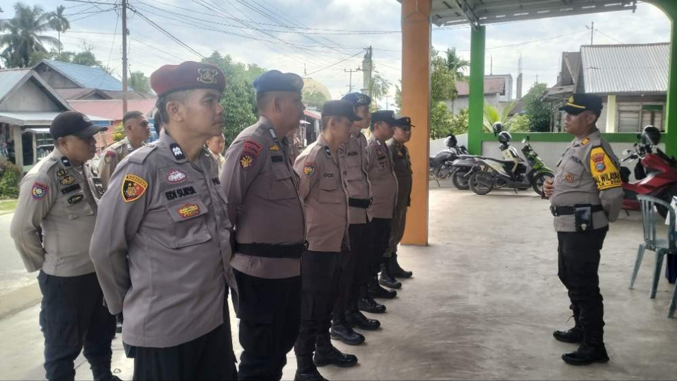 Polsek Tempuling Gelar Apel Bersama Pengamanan Gudang Logistik PPK Tempuling