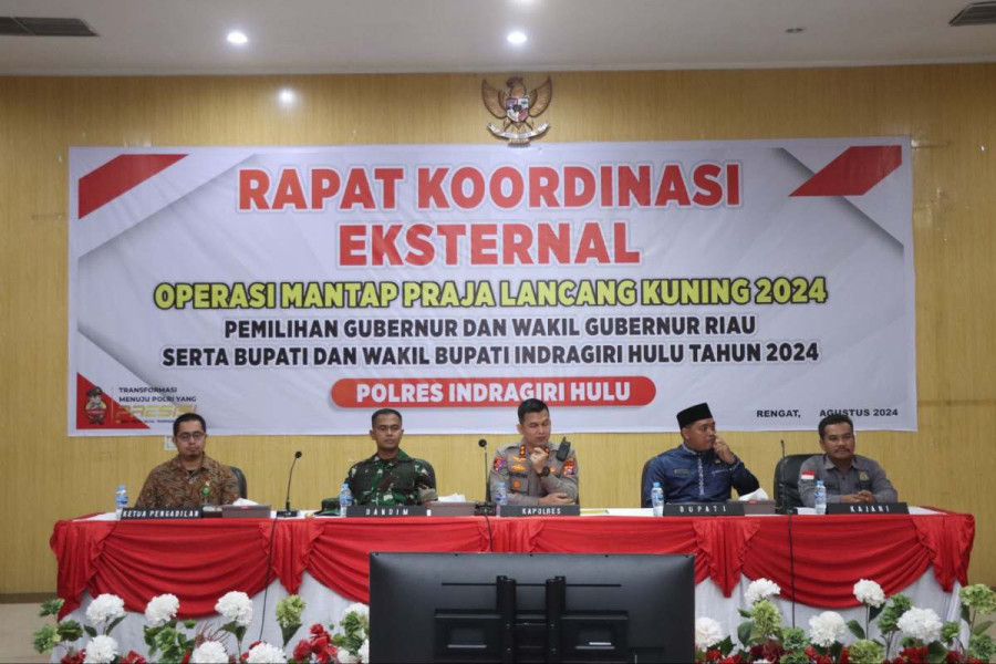 Polres Inhu Gelar Rapat Eksternal Jelang Operasi Mantap Praja LK 2024, Ini Paparan Kapolres