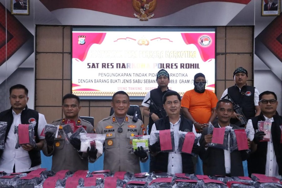 Polres Rohil Ungkap 79,98 Kilogram Sabu, Kurir Residivis Kembali Ditangkap