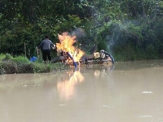 9 Dompeng Peti Emas Kembali Dihancurkan oleh Jajaran Polres Kuansing