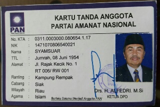 Sekretaris PAN Riau Yakinkan Syamsuar Masih di PAN 