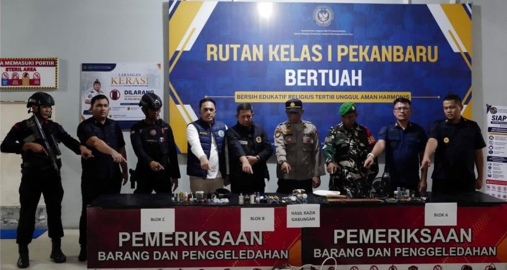 Rutan Pekanbaru Bobol! Ada Sajam Ditemukan saat Razia Gabungan