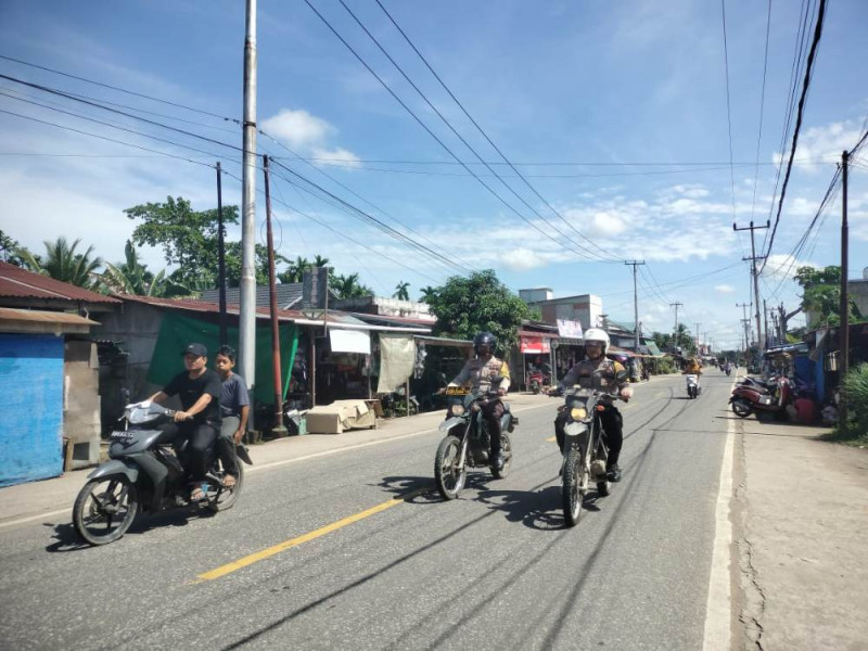 Polsek Tempuling Lakukan Patroli Roda Dua Pasca Penghitungan dan Pergeseran Rekapitulasi Pilkada ke KPU Inhil