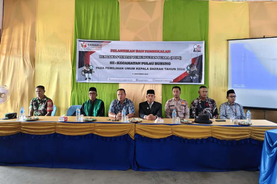 Hadiri pelantikan PTPS, Polsek Pulau Burung Sampaikan Himbauan Pilkada Damai 2024