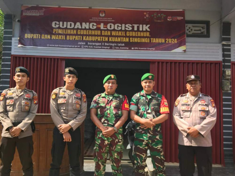 Polres Kuansing Patroli Sinergitas Bersama TNI Cek Kantor Penyelenggara Pemilu dan Gudang Logistik