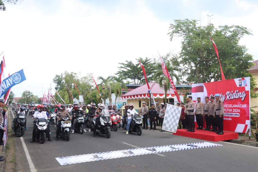 Ratusan Peserta Ramaikan Kampanye Berkeselamatan Merah Putih 2024 Polres Inhu