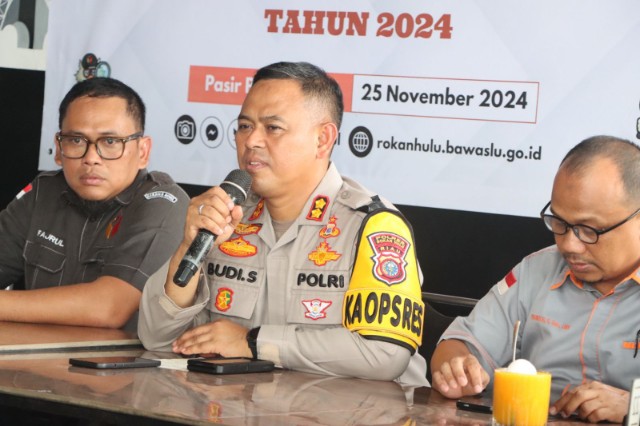 Kapolres Hadiri Konferensi Pers Bawaslu terkait Pengawasan Masa Tenang Pilkada 2024