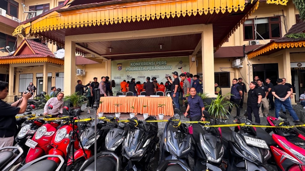 Polresta Pekanbaru Bongkar Dua Komplotan Curanmor, 11 Tersangka dan 22 Motor Diamankan